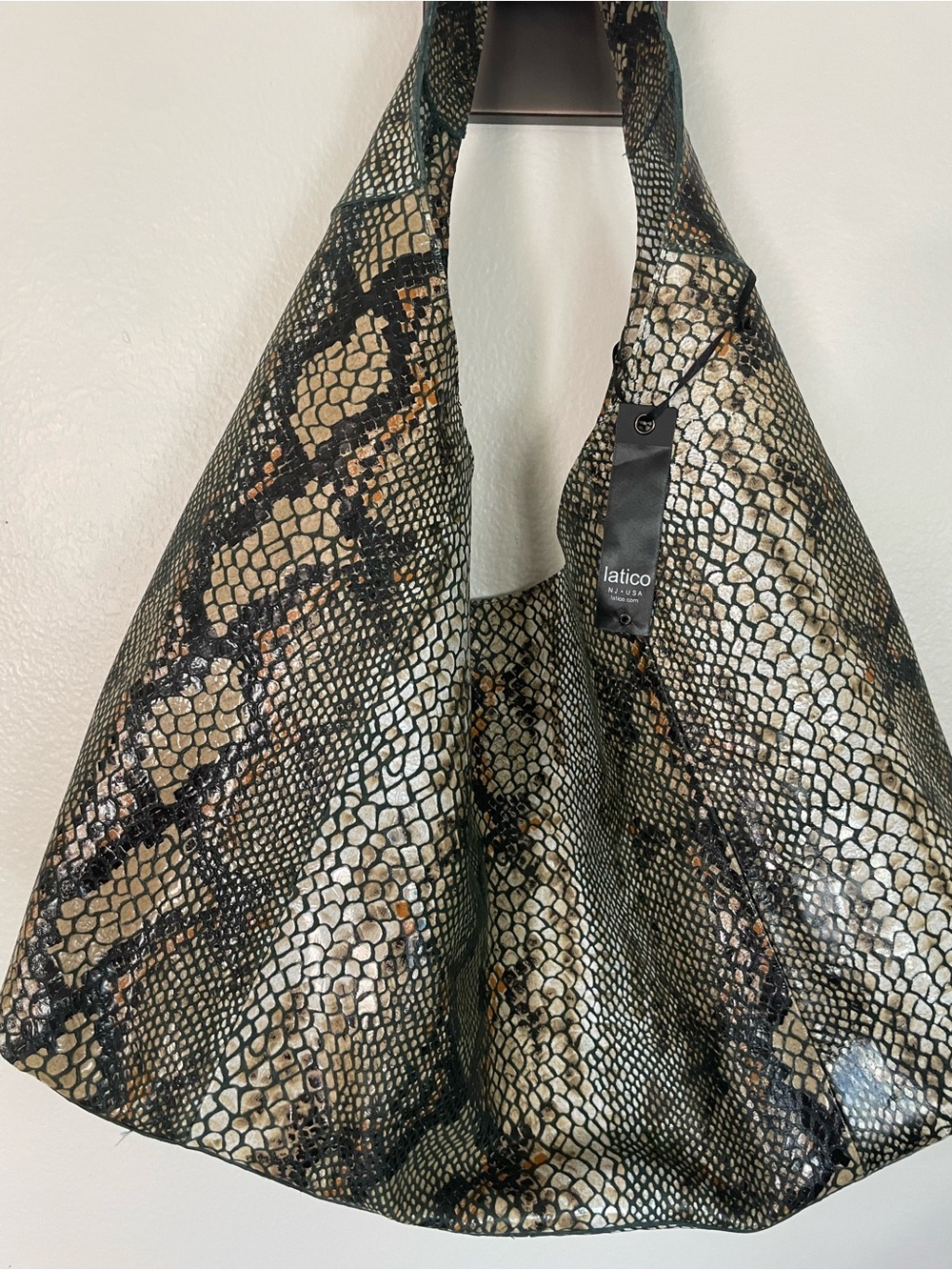 Latico Snake-Print Hobo Bag in Black, Beige, Tan
